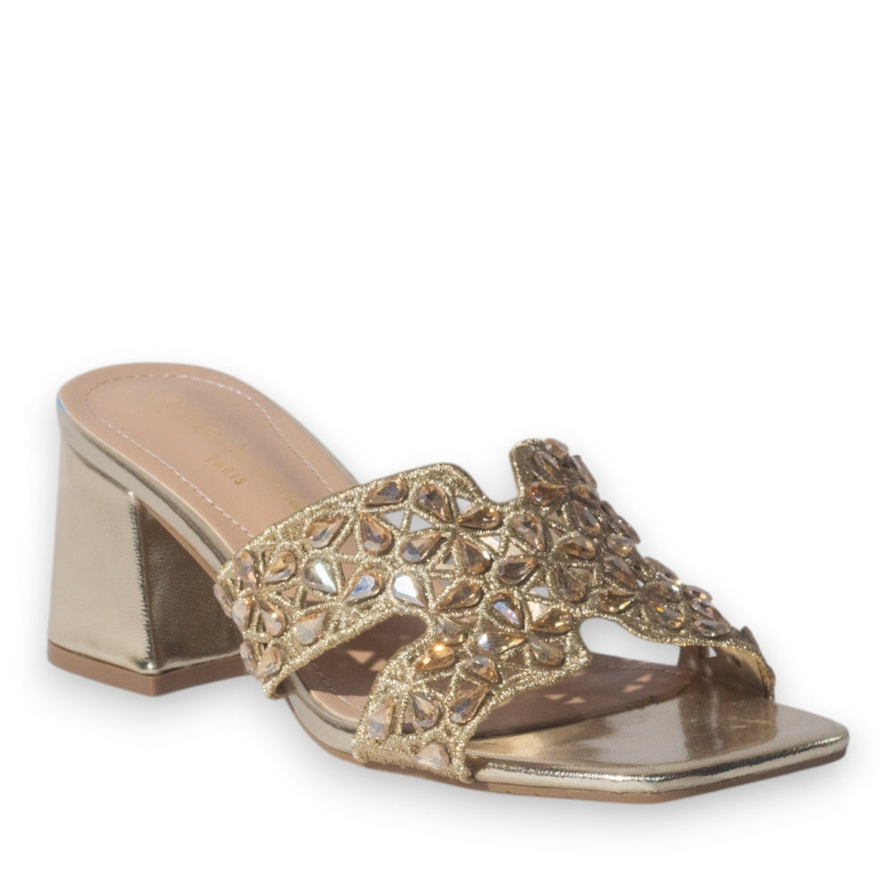Europeon Union Women Gold Glitter Heels #5106