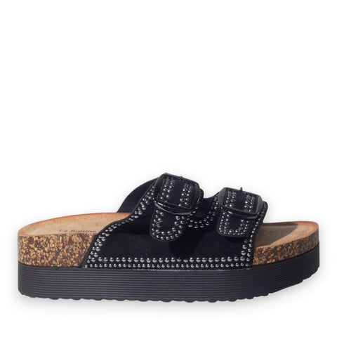 Europeon Union Women Black Chamois Slipper #5107