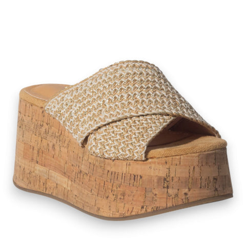Europeon Union Women Beige Cloth Wedges #5111