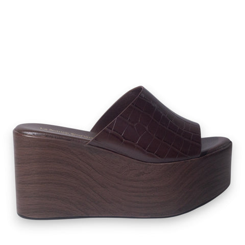 Europeon Union Women Brown Leather Wedges #5115