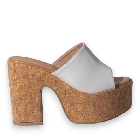 Europeon Union Women White Leather Wedges #5117