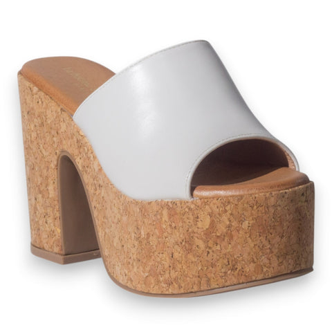 Europeon Union Women White Leather Wedges #5117