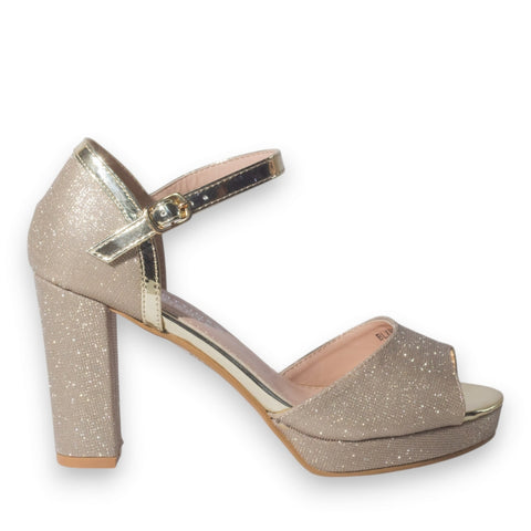 Europeon Union Women Gold Glitter Heels #5120