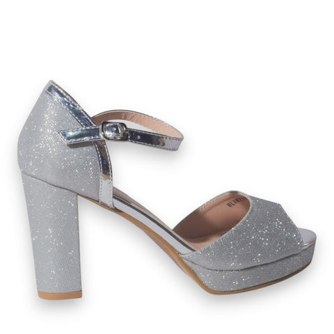 Europeon Union Women Silver Glitter Heels #5121