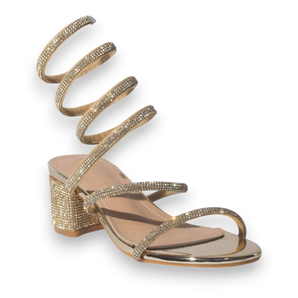 Europeon Union Women Gold Glitter Heels #5122