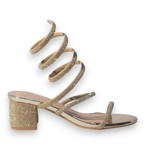 Europeon Union Women Gold Glitter Heels #5122