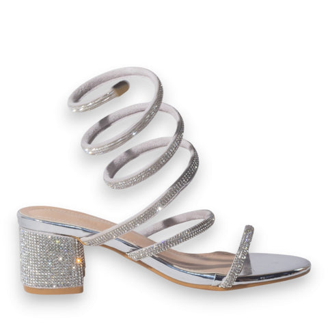 Europeon Union Women Silver Glitter Heels #5123