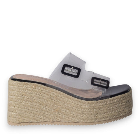Europeon Union Women Black Plastic Wedges #5125