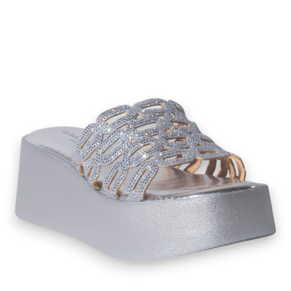Europeon Union Women Silver Glitter Wedges #5127