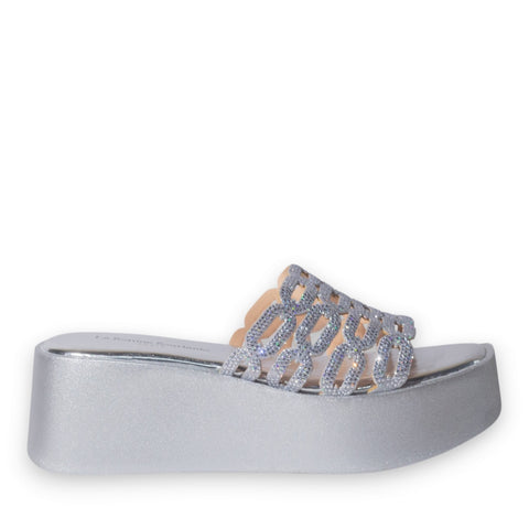 Europeon Union Women Silver Glitter Wedges #5127