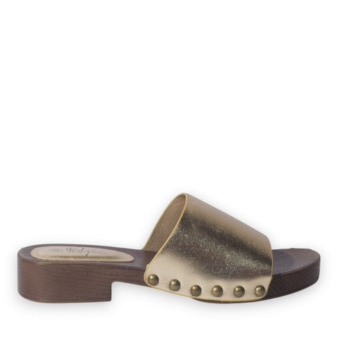 Europeon Union Women Gold Leather Slipper #5134