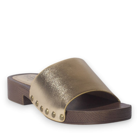 Europeon Union Women Gold Leather Slipper #5134