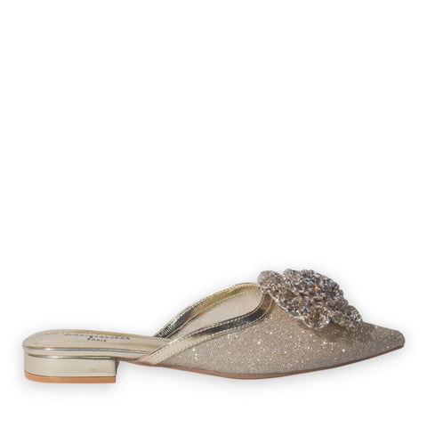 Europeon Union Women Gold Glitter Mules #5144