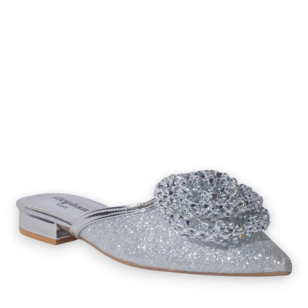 Europeon Union Women Silver Glitter Mules #5145