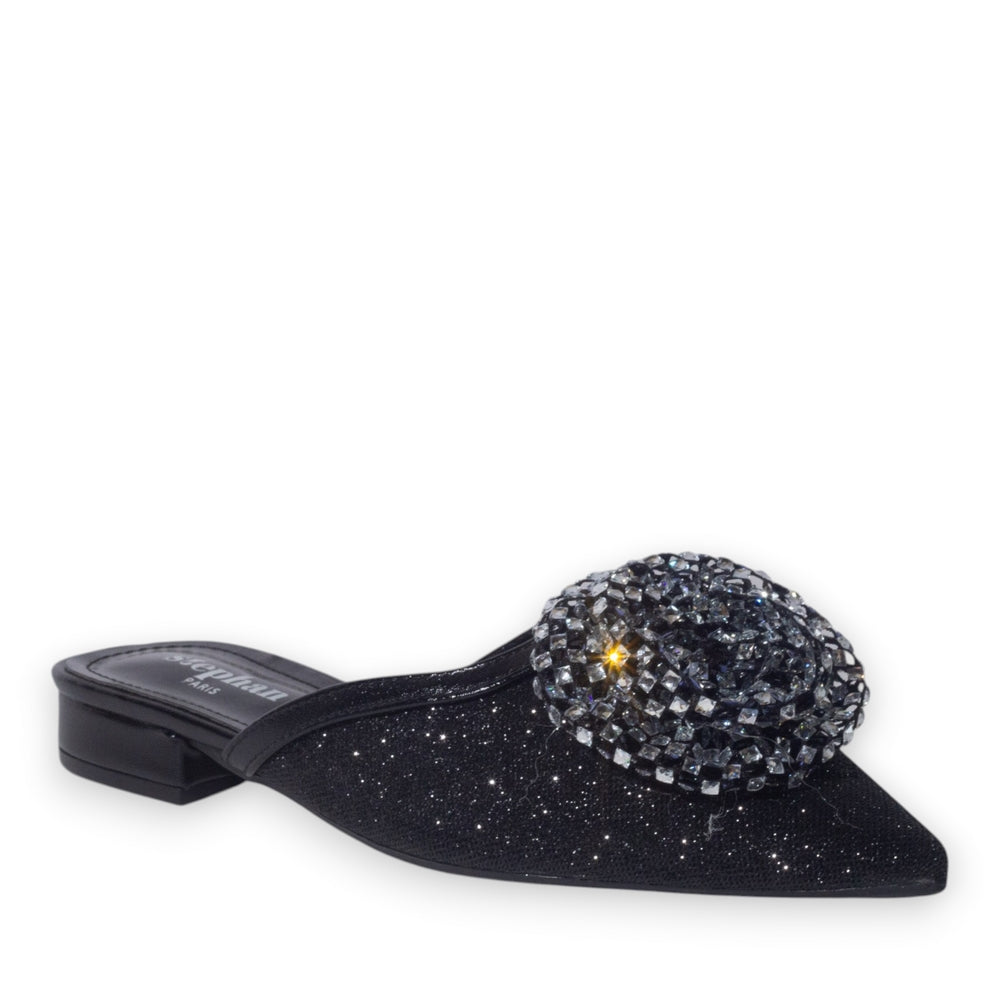 Europeon Union Women Black Glitter Mules #5146