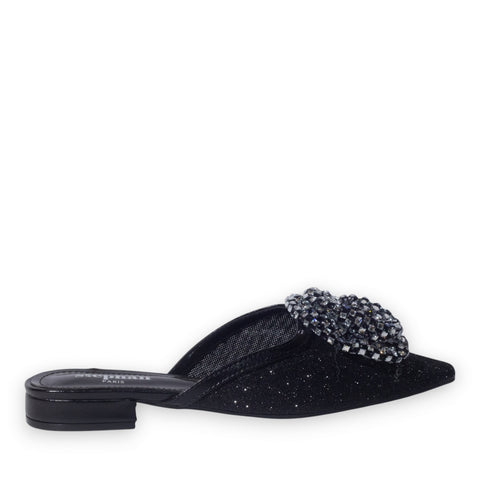 Europeon Union Women Black Glitter Mules #5146