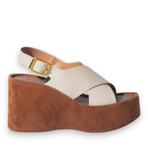 Europeon Union Women Beige Leather Wedges #5164