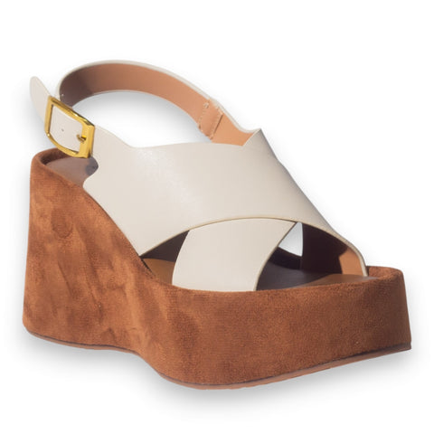 Europeon Union Women Beige Leather Wedges #5164