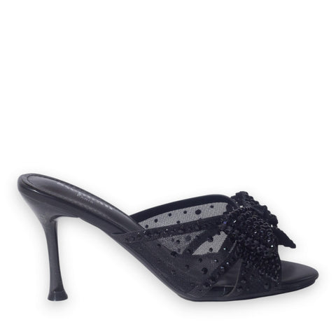 Europeon Union Women Black Glitter Heels #5166