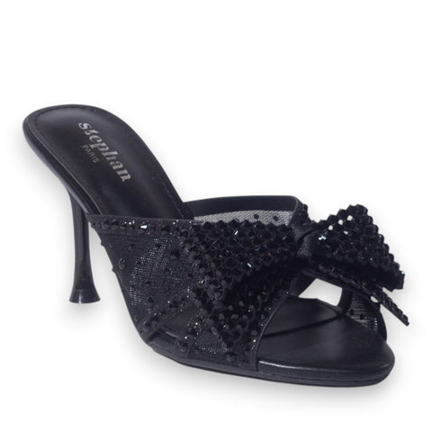 Europeon Union Women Black Glitter Heels #5166