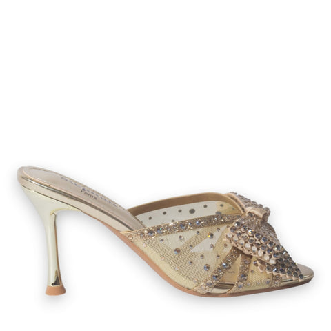 Europeon Union Women Gold Glitter Heels #5167