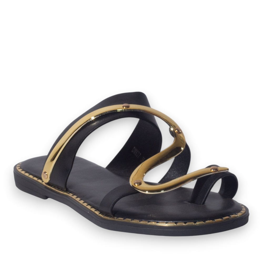 Europeon Union Women Black Leather Slipper #5179