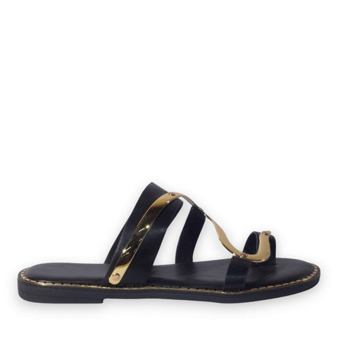 Europeon Union Women Black Leather Slipper #5179