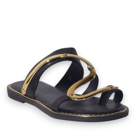 Europeon Union Women Black Leather Slipper #5179