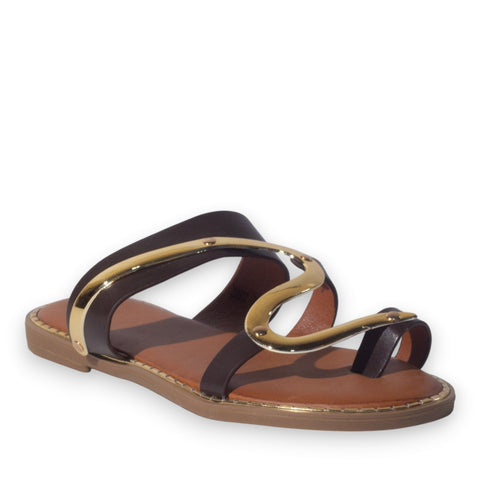 Europeon Union Women Brown Leather Slipper #5180
