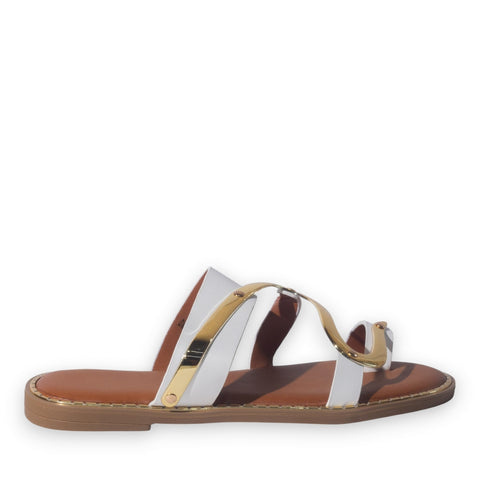 Europeon Union Women White Leather Slipper #5181