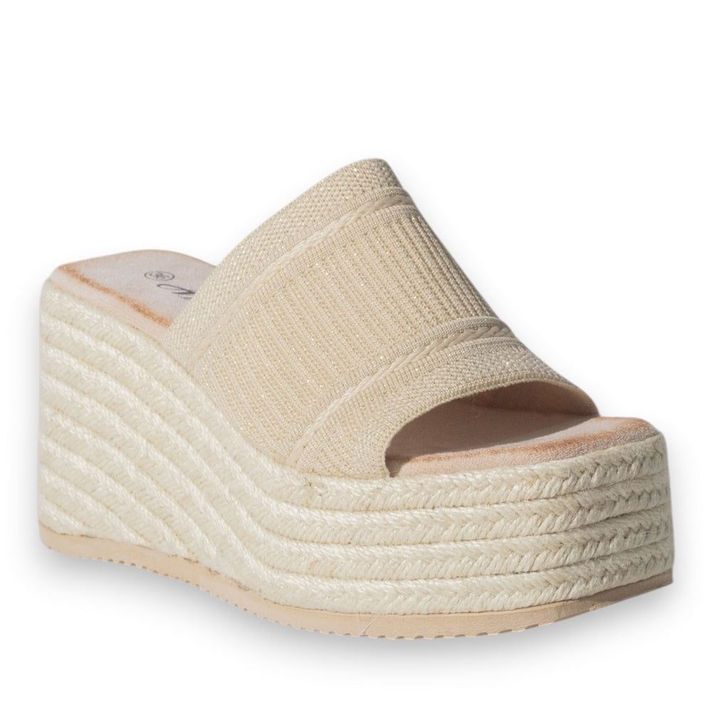 Europeon Union Women Gold Cloth Wedges #5182