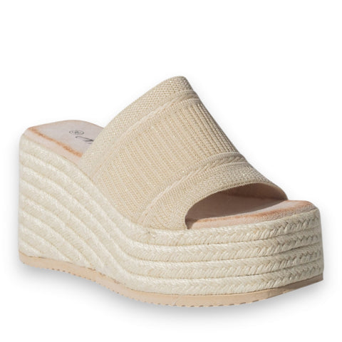 Europeon Union Women Gold Cloth Wedges #5182