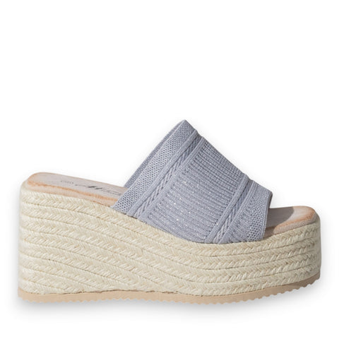 Europeon Union Women Silver Cloth Wedges #5183