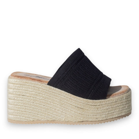 Europeon Union Women Black Cloth Wedges #5184