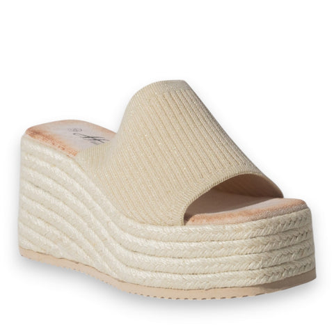 Europeon Union Women Gold Cloth Wedges #5185