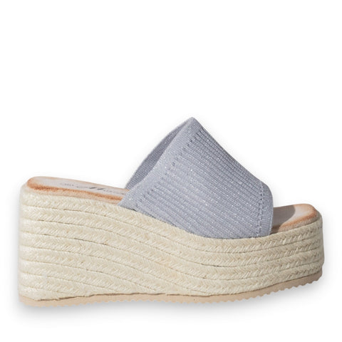 Europeon Union Women Silver Cloth Wedges #5187