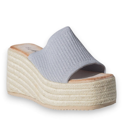 Europeon Union Women Silver Cloth Wedges #5187