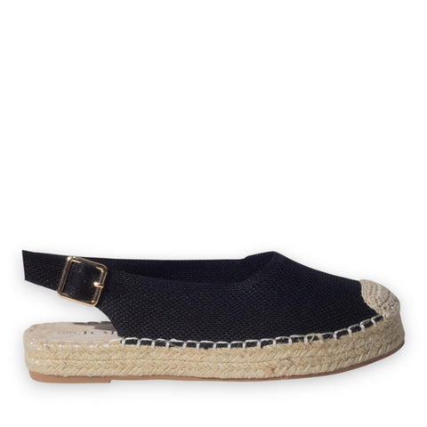Europeon Union Women Black Cloth Sandal #5191