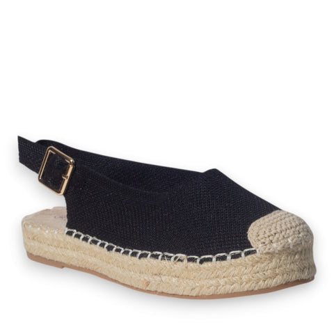 Europeon Union Women Black Cloth Sandal #5191