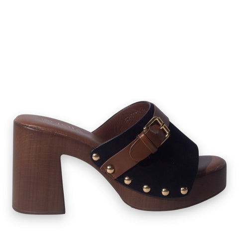 Europeon Union Women Black Chamois Wedges #5192