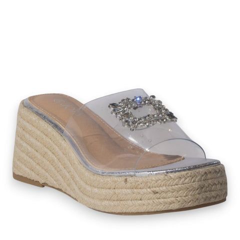 Europeon Union Women Silver Leather Wedges #5196
