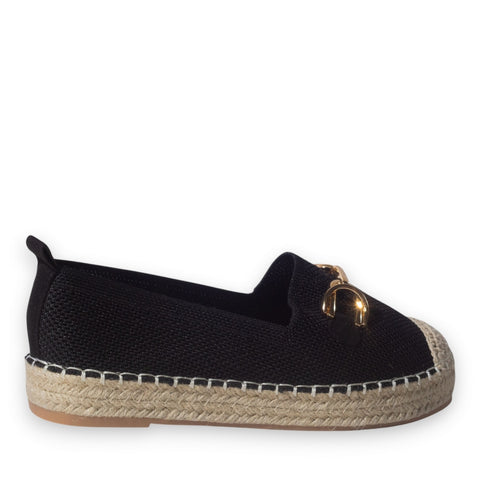 Europeon Union Women Black Cloth Espadrilles #5218