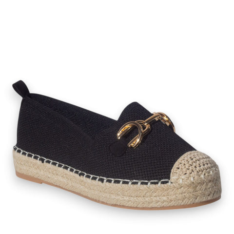 Europeon Union Women Black Cloth Espadrilles #5218