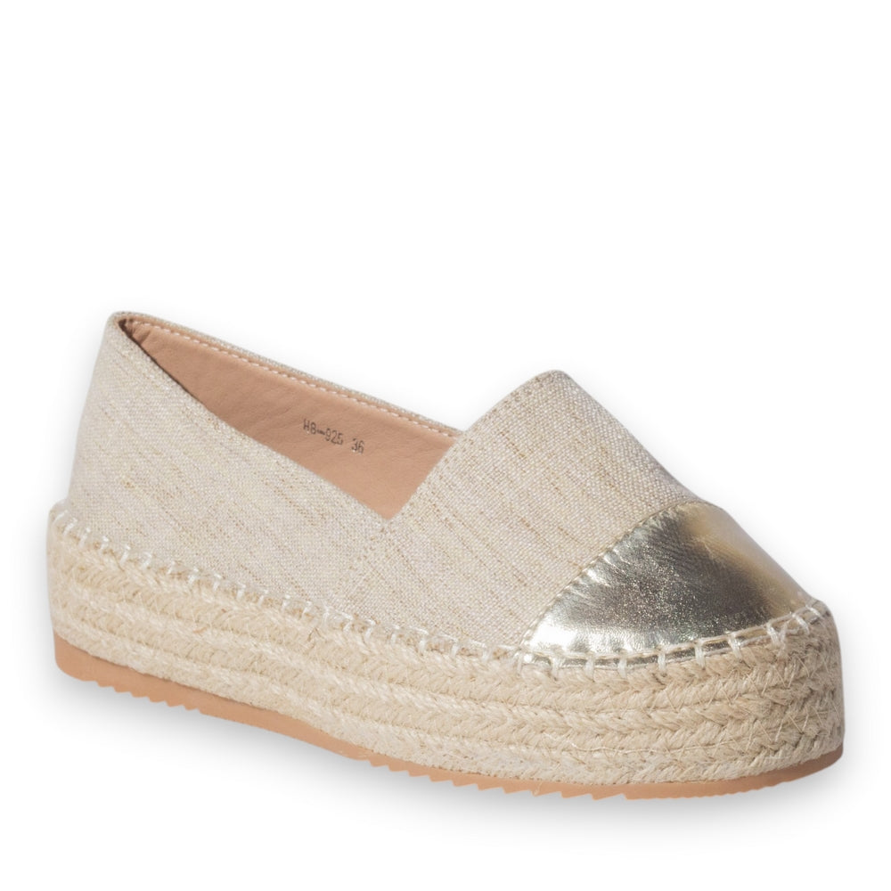 Europeon Union Women Gold Cloth Espadrilles #5219