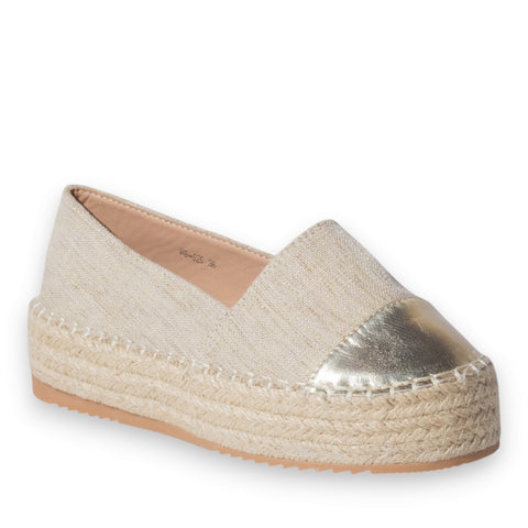Europeon Union Women Gold Cloth Espadrilles #5219