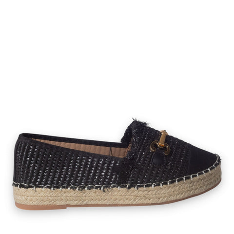 Europeon Union Women Black Wicker Espadrilles #5221