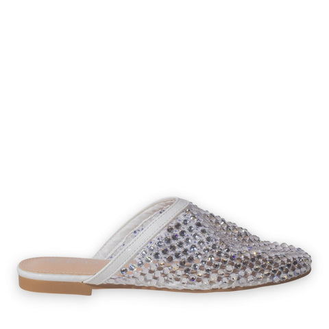 Europeon Union Women White Glitter Slipper #5225