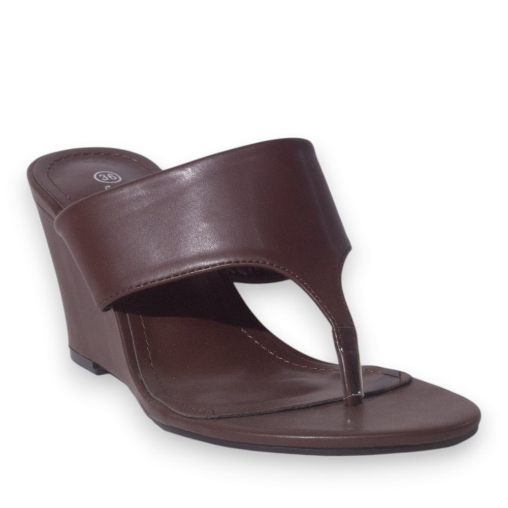Europeon Union Women Brown Leather Wedges #5232