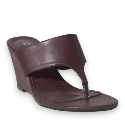 Europeon Union Women Brown Leather Wedges #5232