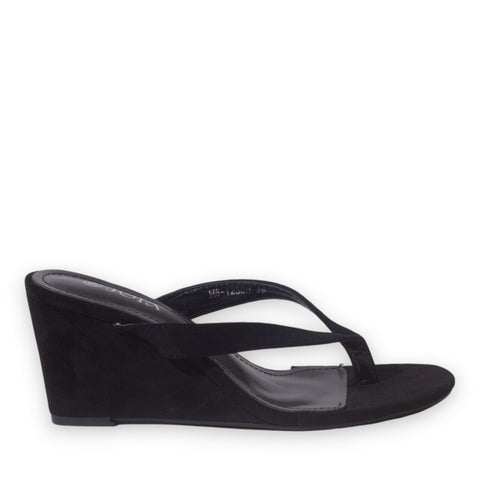Europeon Union Women Black Chamois Wedges #5234